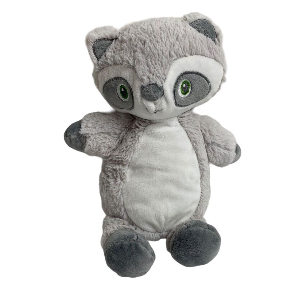 BLANKETS & BEYOND Plush Raccoon Rattle Plush in Gray White Lovey Soother